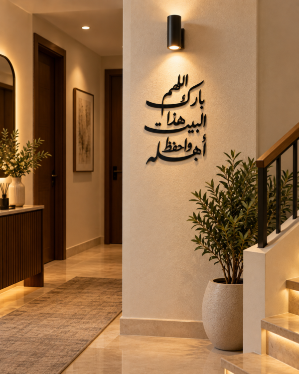 ديكور حائط أسود اللهم بارك هذا البيت واحفظ أهله بقياس 70×30 سم